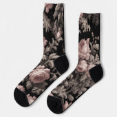 Chaussette Chaussettes d'équipage en toile noire et Rose pous (Gauche)