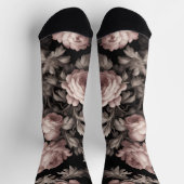 Chaussette Chaussettes d'équipage en toile noire et Rose pous (Haut)