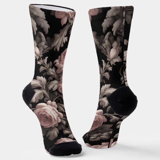 Chaussette Chaussettes d'équipage en toile noire et Rose pous (Angulaire)