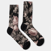Chaussette Chaussettes d'équipage en toile noire et Rose pous (Droite)
