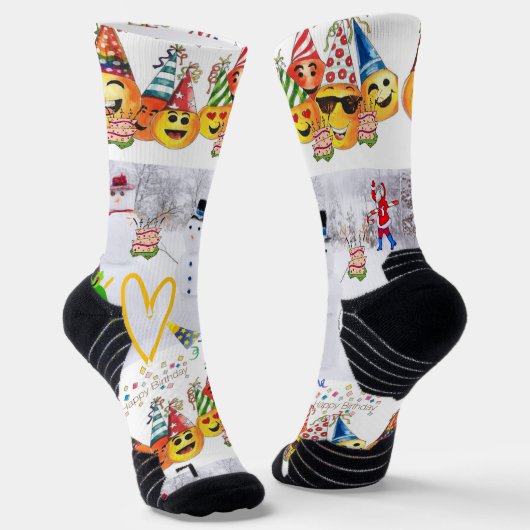Chaussette Chaussettes d'équipage Joyeux Noël Joyeux annivers (Angulaire)