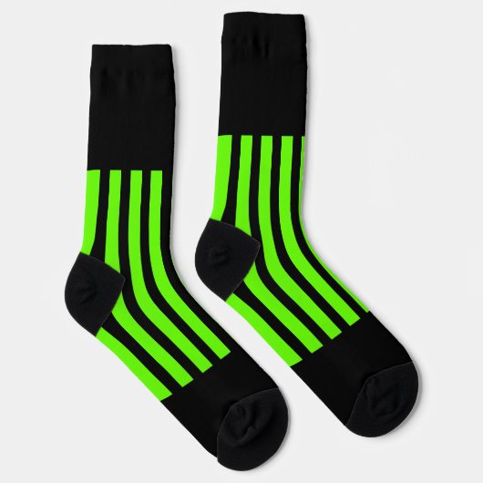 Chaussette Chaussettes d'équipage Neon Green Black Stripes (Droite)