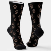 Chaussette Chaussettes d'équipage noir Empreintes de pattes b (Angulaire)
