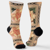Chaussette Chaussettes d'équipage pour femmes avec Roses beig (Angulaire)