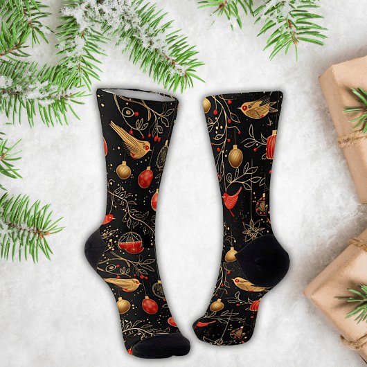 Chaussette Chaussettes d'équipage Red, Gold et Black Christma