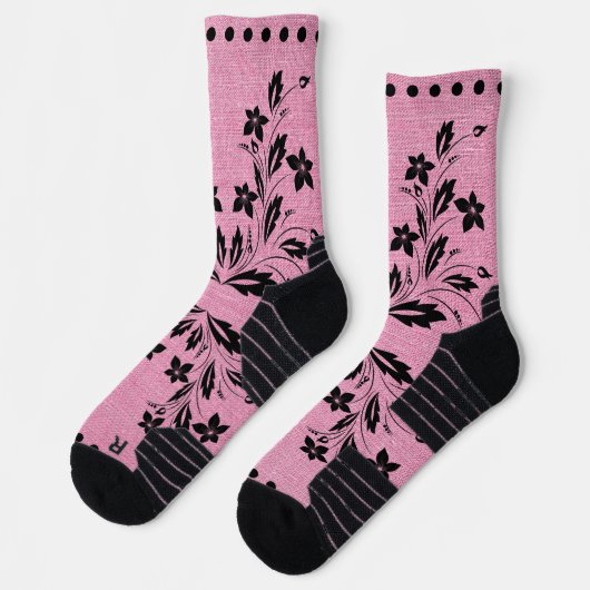 Chaussette Chaussettes d'équipage rose et noir (Gauche)