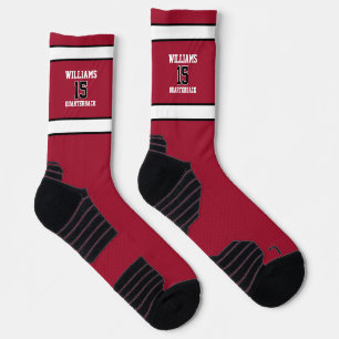 Chaussette Chaussettes d'équipe rouge foncé et noir