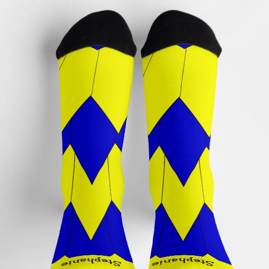 Chaussette Chaussettes design Art Déco Bleu Jaune (Haut)