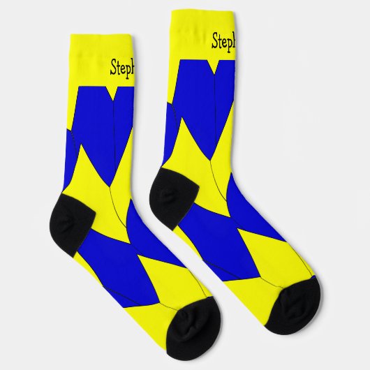 Chaussette Chaussettes design Art Déco Bleu Jaune (Droite)