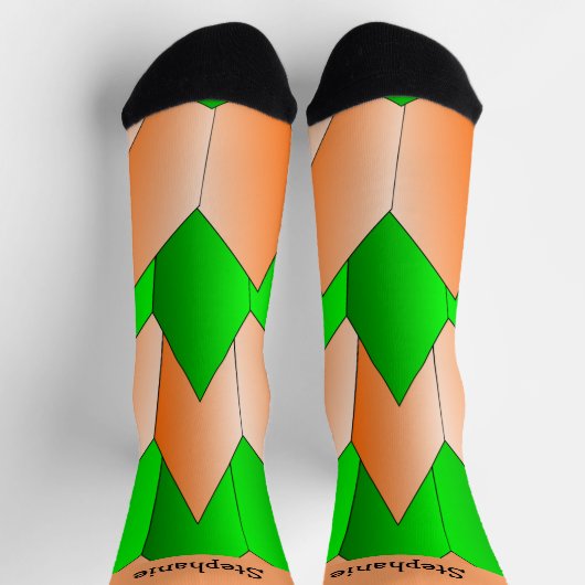 Chaussette Chaussettes Design Art Déco Orange Vert (Haut)