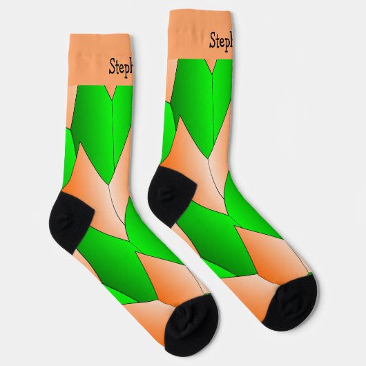 Chaussette Chaussettes Design Art Déco Orange Vert (Droite)