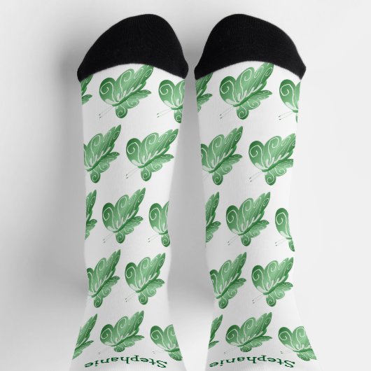 Chaussette Chaussettes Design Papillon Vert (Haut)