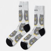 Chaussette Chaussettes Dessin de Hibou Gris (Gauche)