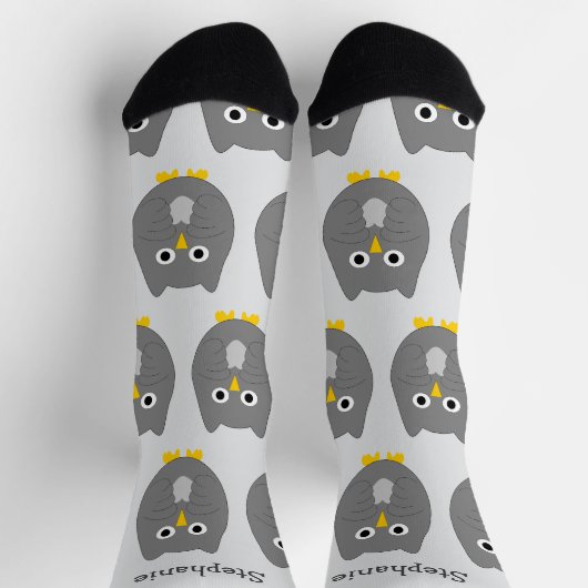Chaussette Chaussettes Dessin de Hibou Gris (Haut)