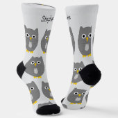 Chaussette Chaussettes Dessin de Hibou Gris (Angulaire)