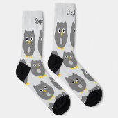 Chaussette Chaussettes Dessin de Hibou Gris (Droite)