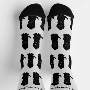 Chaussette Chaussettes Dessin Goldendoodle Noir