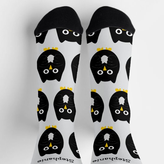 Chaussette Chaussettes Dessin Hibou Noir (Haut)