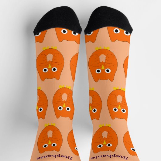 Chaussette Chaussettes Dessin Hibou Orange (Haut)