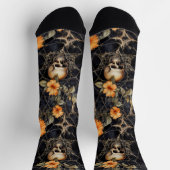 Chaussette Chaussettes d'Halloween Motif noir squelette (Haut)
