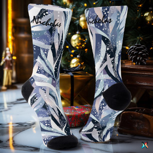 Chaussette Chaussettes d'hiver Feuille Givrée en Nuit et Lava