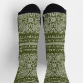 Chaussette Chaussettes d'impression Bandana Paisley Vert Oliv (Haut)