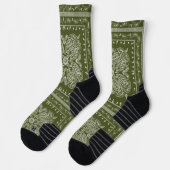 Chaussette Chaussettes d'impression Bandana Paisley Vert Oliv (Gauche)
