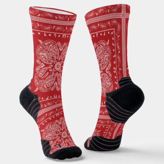 Chaussette Chaussettes d'impression Red Paisley Bandana (Angulaire)