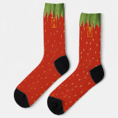 Chaussette Chaussettes drôles à monogramme rouge fraise (Gauche)