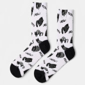 Chaussette Chaussettes drôles de chat noir et blanc Doodle (Gauche)