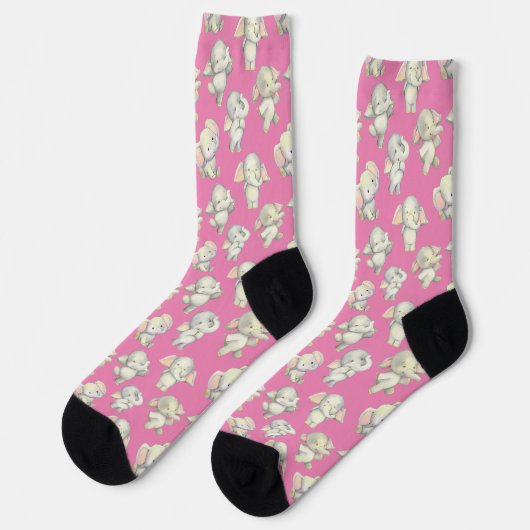 Chaussette Chaussettes éléphantes roses (Gauche)