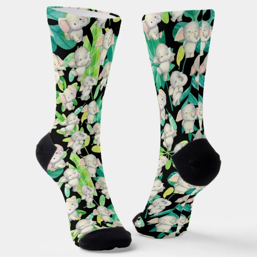 Chaussette Chaussettes éléphantes Safari vert (Angulaire)