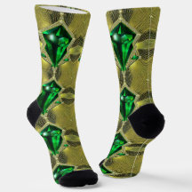 Chaussettes Émeraude Verte Et Motif Diamant