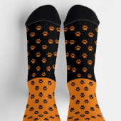 Chaussette Chaussettes Empreintes de pattes orange et noires  (Haut)