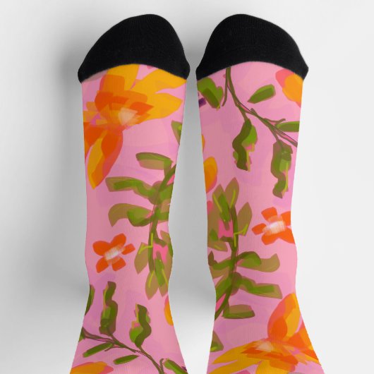 Chaussette Chaussettes en fleur de Flamant rose (Haut)