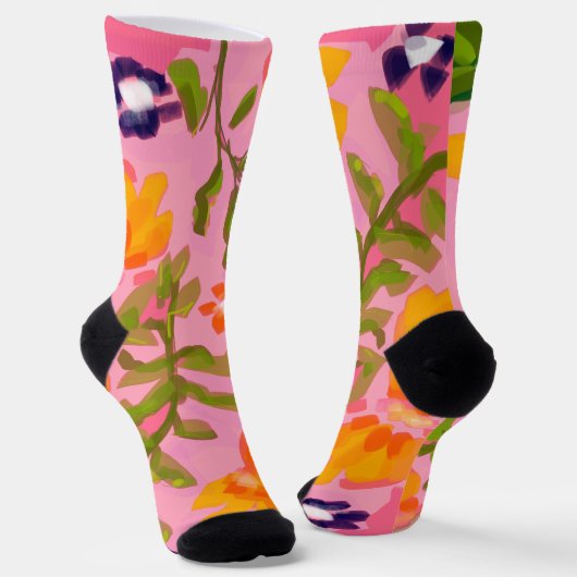 Chaussette Chaussettes en fleur de Flamant rose (Angulaire)