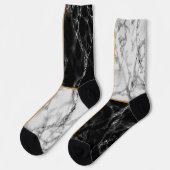 Chaussette Chaussettes en marbre blanc Noir Ligne or Moderne (Gauche)