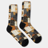 Chaussette Chaussettes en patchwork de carreaux floraux – Or (Droite)