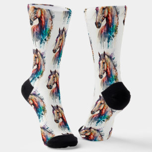 Chaussette Chaussettes équestres pour chevaux d'aquarelle