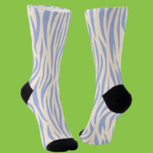 Chaussette Chaussettes équipage rayure zèbre bleu et beige – 
