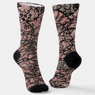 Chaussette Chaussettes Faux Black Lace