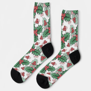 Chaussette Chaussettes festives de Noël sur fond blanc – Joie