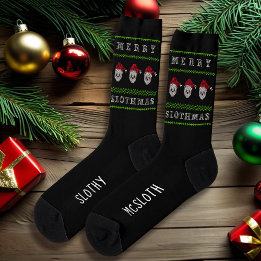 Chaussette Chaussettes festives drôles de paresseux de Noël