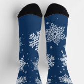Chaussette Chaussettes flocon de neige bleu de minuit et blan (Haut)