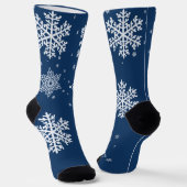 Chaussette Chaussettes flocon de neige bleu de minuit et blan (Angulaire)