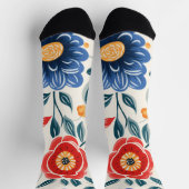 Chaussette Chaussettes florales avec rouge audacieux (Haut)