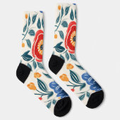 Chaussette Chaussettes florales avec rouge audacieux (Droite)