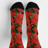 Chaussette Chaussettes florales de Noël Rouge Poinsettia (Haut)