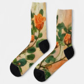 Chaussette Chaussettes Florales Rose Orange Art Floral (Gauche)