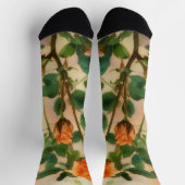 Chaussette Chaussettes Florales Rose Orange Art Floral (Haut)